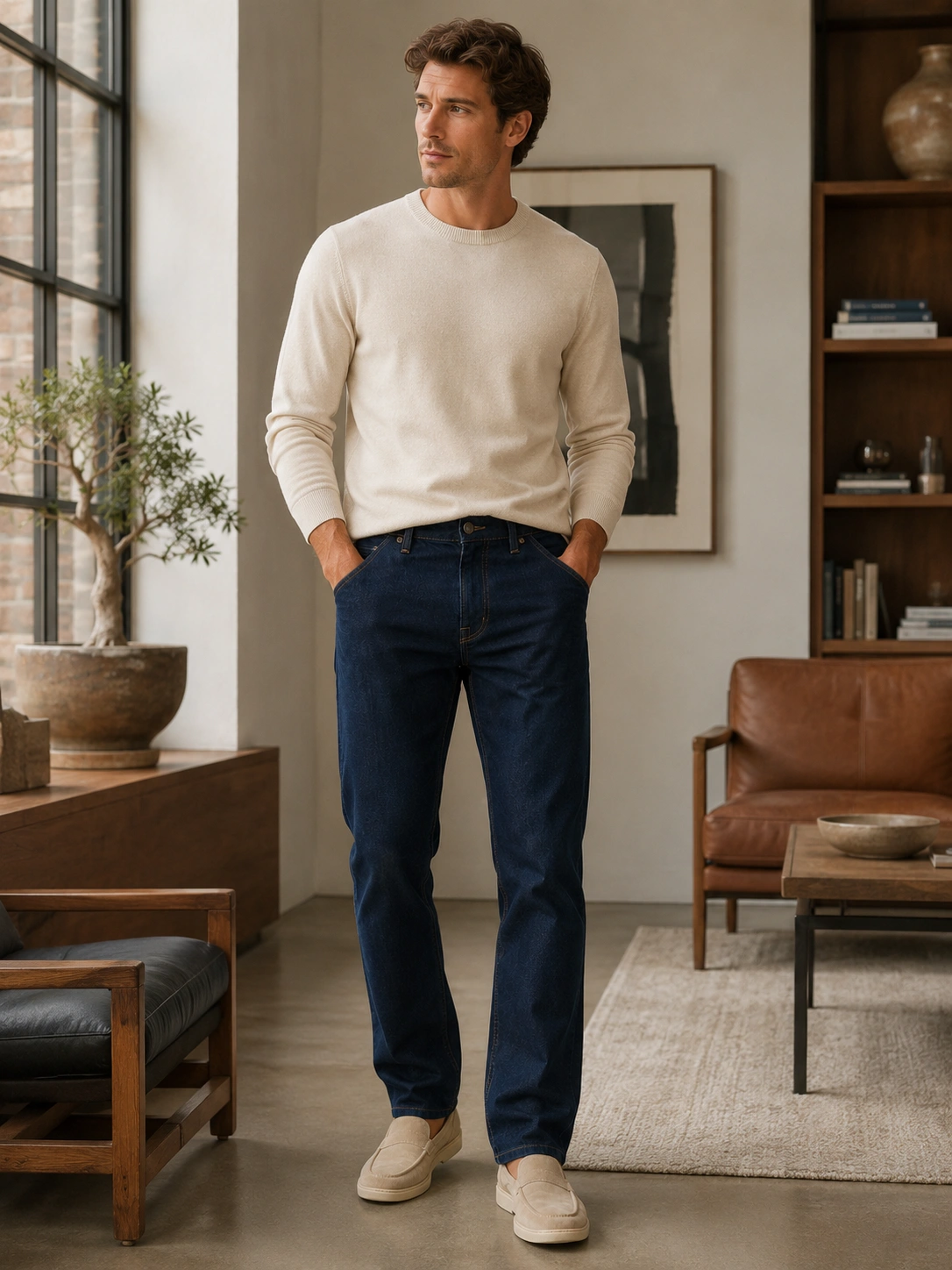 Foto do cliente — Calça Jeans Reta Azul Escuro
